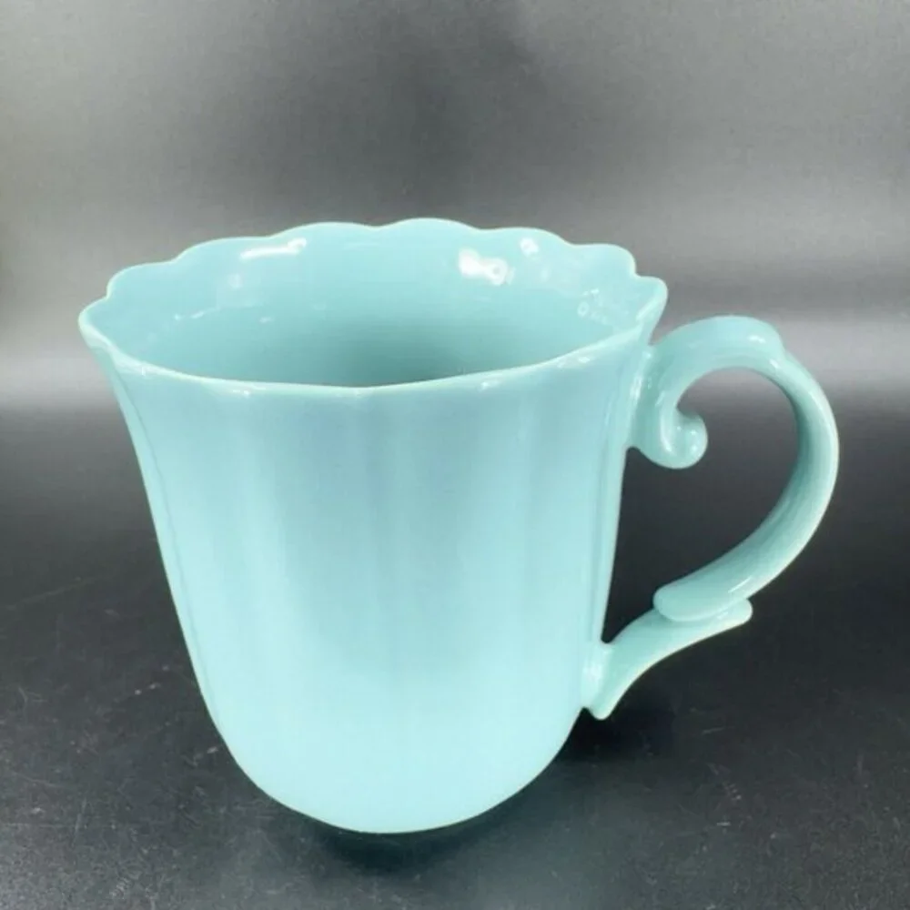 Lenox American‎ by Design Everyday Solids Turquoise Mug Cup Set 2 Ceramic Mugs